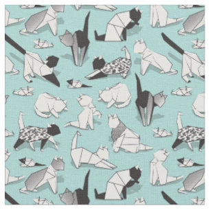 Tissu Origami chaton amis // races de chats géométriques