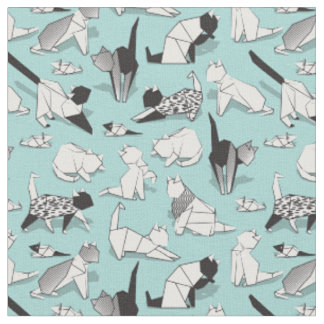 Tissu Origami chaton amis // races de chats géométriques