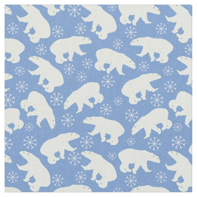 Tissu Ours blanc d'hiver bleu (Fermer)