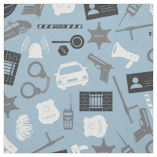 Tissu Outils et symboles de police bleu