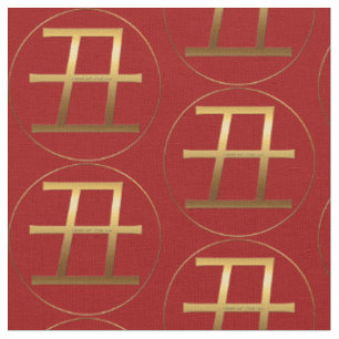 Tissu Ox Year Gold, effet embossé Symbole Zodiac Fabric