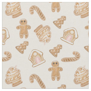 Tissu Pain d'épices rose doux motif sans couture de Noël