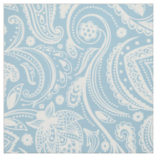 Tissu Paisley florale blanche sur arrière - plan bleu pe