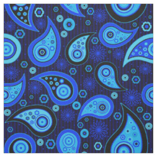 Tissu Paisley motif bleu noir