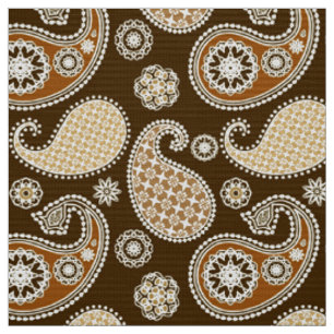 Tissu Paisley motif, Chocolat Brown et Tan