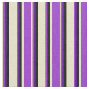 Tissu Pale Goldenrod, Dark Orchid, Indigo & Black Lines