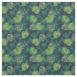 Tissu Palm Feuilles Tropical Print Marine Fabric