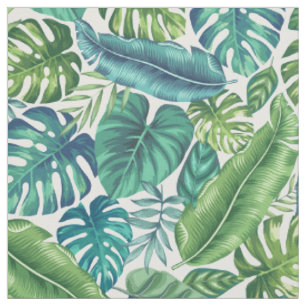 Tissu Palm vert et Turquoise Tropical Banana Monstera Fe