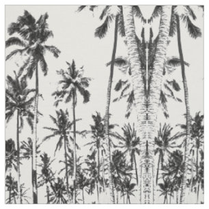Tissu Palmier tropical noir et blanc été moderne