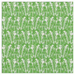 Tissu Palmiers en silhouette verte et blanche