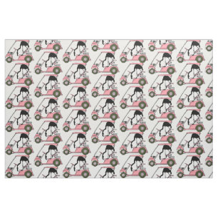 Tissu Panier de golf amusant motif flamant rose