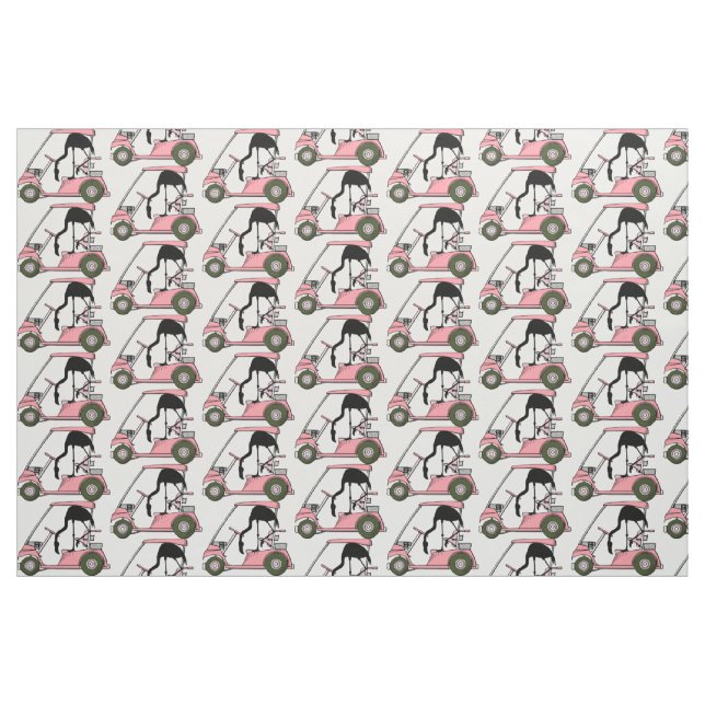 Tissu Panier de golf amusant motif flamant rose (Fat Quarter)