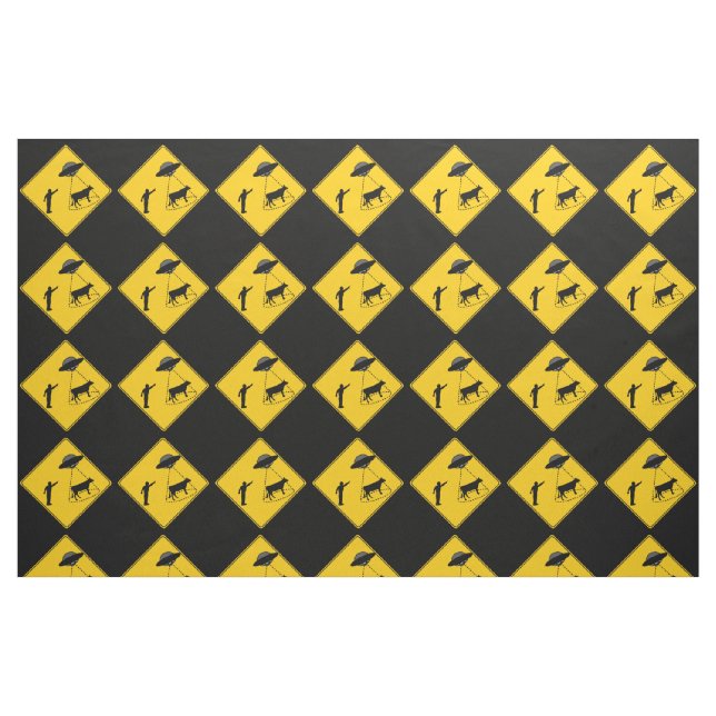 Tissu Panneau routier - Vache et ovnis (Fat Quarter)