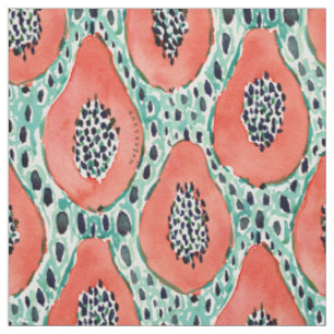 Tissu PAPAYA PARTY Aquarelle Tropical Fruit Fabric