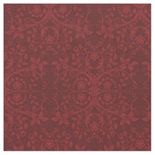 Tissu Papier peint rouge floral détaillé