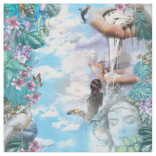 Tissu Papier peint surréalisme avec horloge S Dali