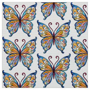 Tissu Papillon blanc coloré de charme