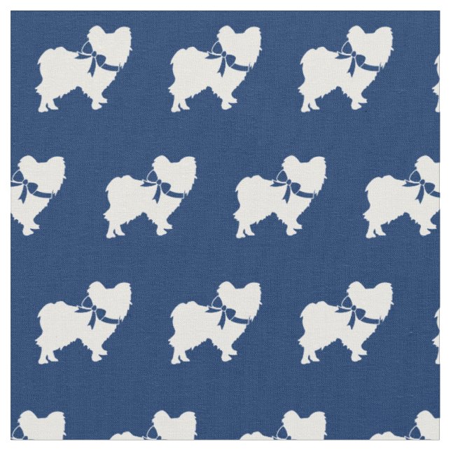 Tissu Papillon Chien Silhouette Animal Marine Blue (Fermer)