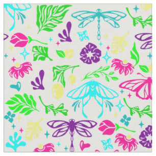 Tissu papillon dragonfly art nouveau floral antique