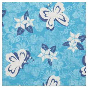 Tissu Papillon Honolua Plumeria et Hibiscus hawaïen