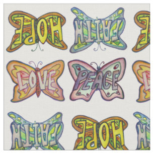 Tissu Papillon Inspirational Word Art Fabric Matériel