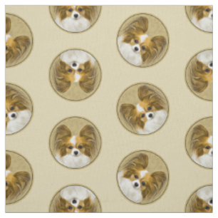 Tissu Papillon Peinture citron et blanc Art original chi