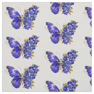 Tissu Papillon saphir à fleurs