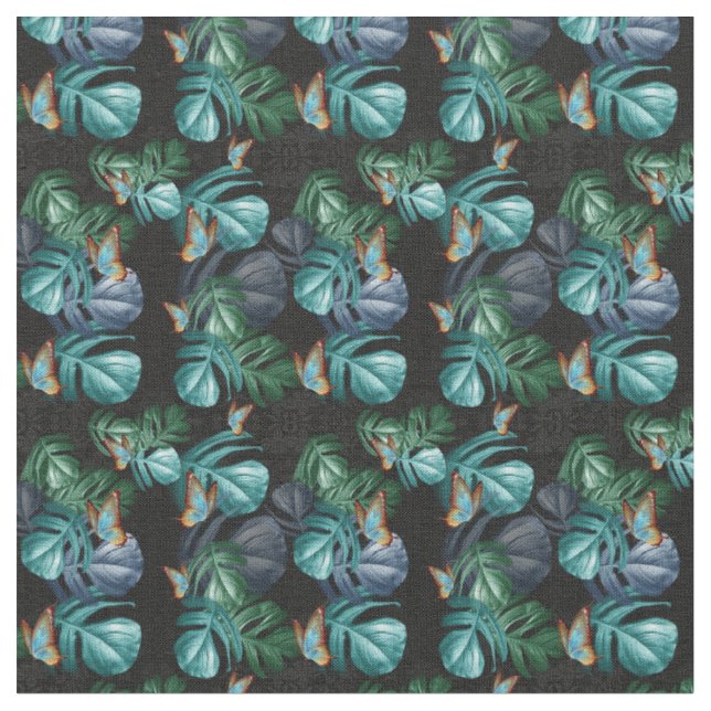 Tissu Papillons de Paradis Éclaboussure Tropicale en Ble (Fermer)