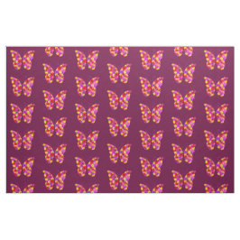Tissu Papillons Motif sur le vin rouge
