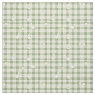 Tissu Pâques Rabbit Poulet Vert Plaid Motif