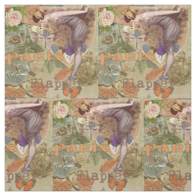 Tissu Paris Flapper Art Déco Peacock Vintage (Échantillon)