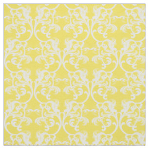 Tissu parisien jaune blanc de motif de damassé