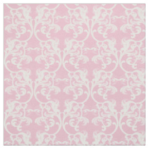 Tissu parisien rose blanc de motif de damassé
