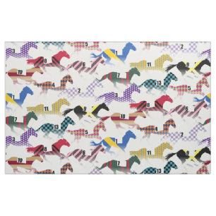 Tissu Partez pour les courses de chevaux Jockey Motif en