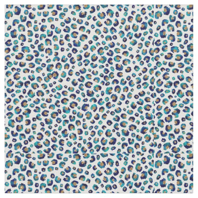 Tissu Parties scintillant d'or bleu Motif Leopard (Fermer)