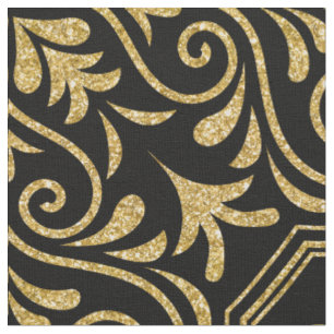 Tissu Parties scintillant Or Marocain Floral Motif Sur N