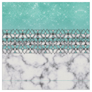Tissu Parties scintillant Turquoise moderne marbre géomé
