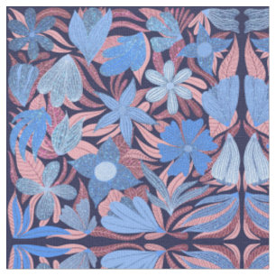 Tissu Pastel Blue Rose Floral Feuille Motif Parties scin