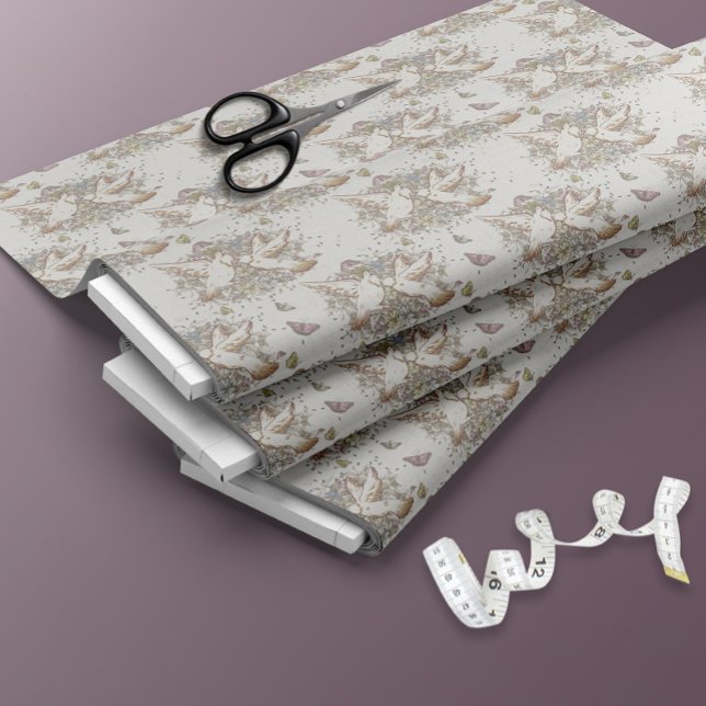 Tissu Pastel Doves Floral Butterflies Fabric (Créateur téléchargé)