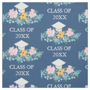 Tissu Pastel Flowers Blue Graduation Classe de Motif