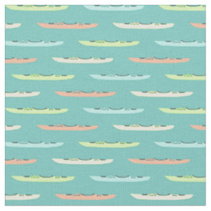 Tissu Pastel Kayaks sur le thème du kayak Turquoise
