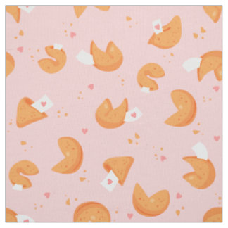 Tissu pastel pink fortune cookie love hearts lucky
