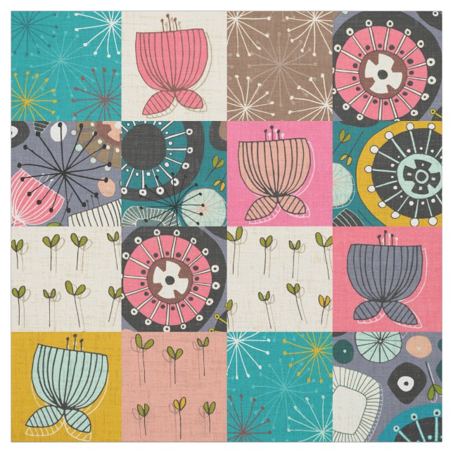 Tissu patchwork de fleurs (Échantillon)