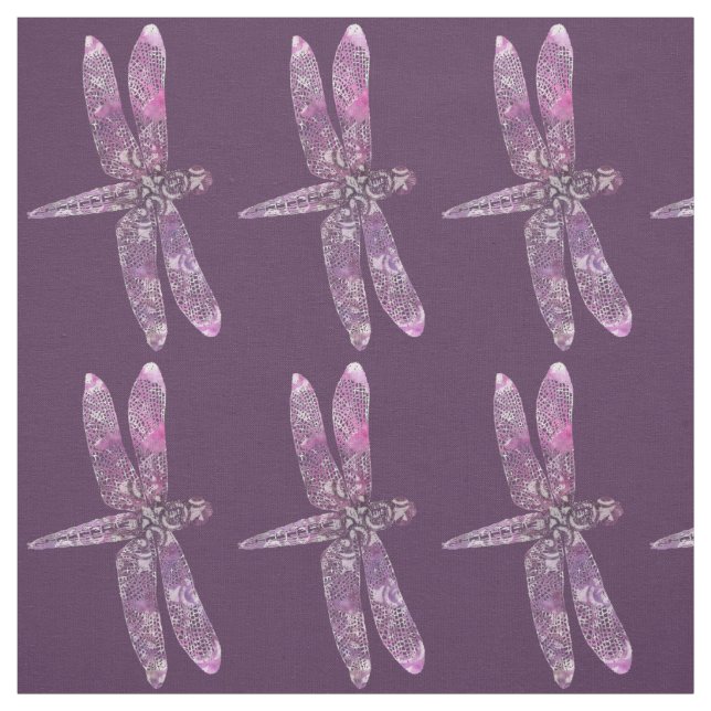 Tissu Patine pourpre : Libellule (Échantillon)