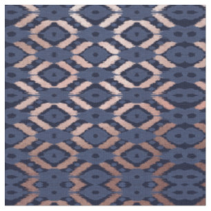 Tissu Patters de Bohemian Rose Gold Navy Blue Ikat