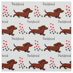 Tissu Pattes courantes et coeurs de teckel lisse rouge