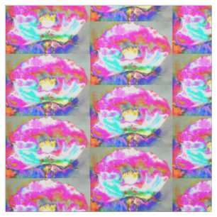 Tissu Pavot rose, aquarelle peinture florale
