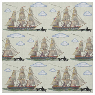 Tissu Paysage marin grand de bateau