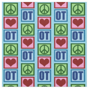 Tissu Peace Love OT Motif d'ergothérapie
