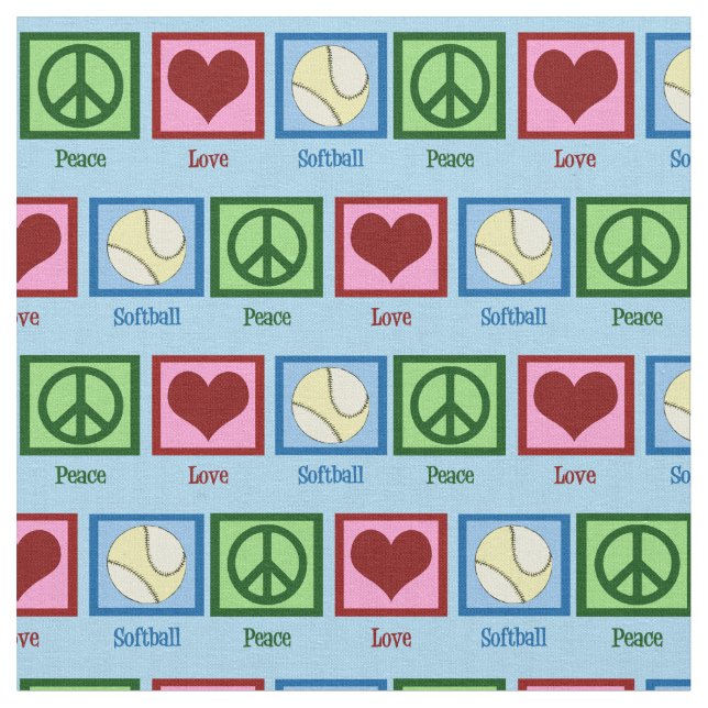 Tissu Peace Love Softball (Fermer)